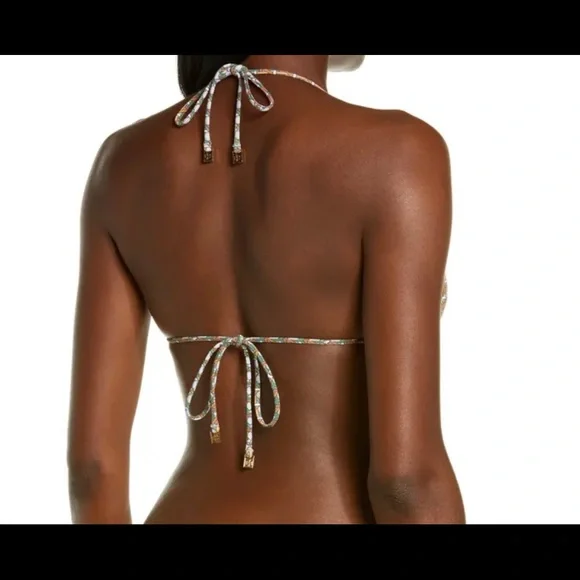 NWOT Tory Burch Basket Weave Print String Bikini Top - Picture 7 of 15